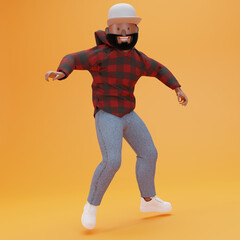 Fototapeta na wymiar 3d model of a black man slightly jumping
