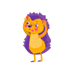 Upset hedgehog. Character design. Can be used for branding, graphic design, product for children, stickers for social network. Isolated vector  illustration on white background.