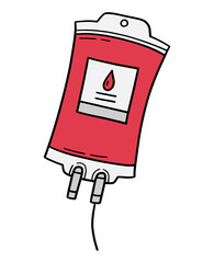Obraz premium Medical dropper icon in linear doodle style, blood donation