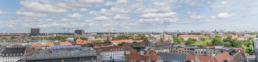 Fototapeta na wymiar aerial of roofs north-east of The Round Tower, Copenhagen