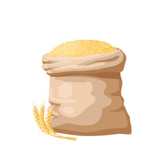 Sack of wheat. Vector cartoon illustration isolated on white background.