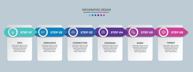 Business visualization infographic design template with options, steps or processes. Can be used for presentation, diagram, annual report, web design, workflow layout