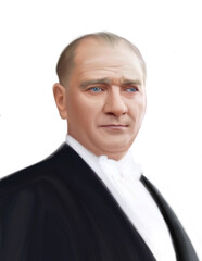 Portrait illustration of Mustafa Kemal Ataturk - obrazy, fototapety, plakaty