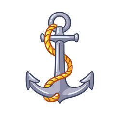 Vector illustration with anchor and rope in cartoon style isolated - 519551483