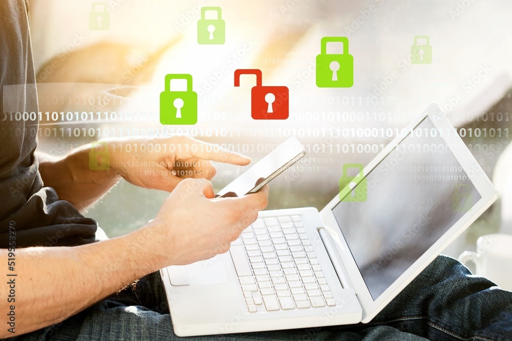Aufkleber multi-factor authentication, user, login, cyber security and data protection, information security, 