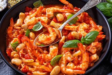 White Bean, Tomato, Fennel and Shrimp  Dinner