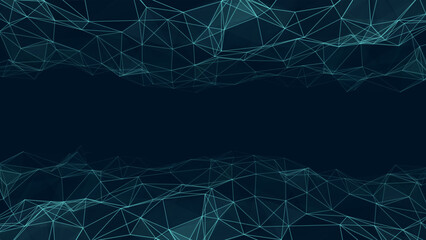 Abstract futuristic wave with moving dots abd lines. Flow of particles. Vector cyber technology illustration.