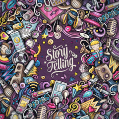 Obraz premium Cartoon vector doodles Storytelling frame