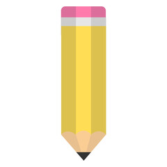 Pencil Icon. Eraser Pen Flat Design and Back to School Concept on White Background. Vector illustration.