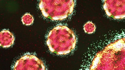 Monkeypox spreading worldwide concept backdrop animation. 3d animation with a depth of field. Full HD 1080p - Powered by Adobe