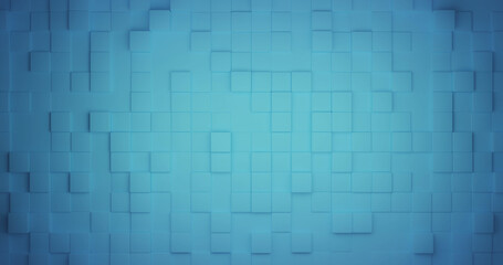 Image of moving tile wall over blue background