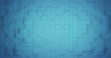 Image of moving tile wall over blue background