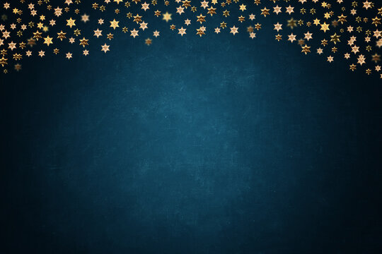 dark blue cement wallpaper texture with shiny golden star background