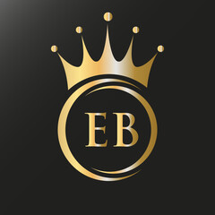 Letter EB Crown Logo. Royal Crown Logo for Spa, Yoga, Beauty, Fashion, Star, Elegant, Luxury Sign