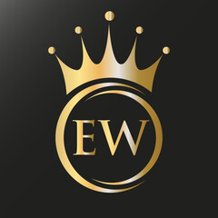 Letter EW Crown Logo. Royal Crown Logo for Spa, Yoga, Beauty, Fashion, Star, Elegant, Luxury Sign