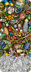 Ukraine doodle banner. Cartoon vector flyer.