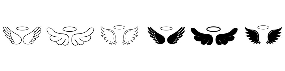 Angel Wings icon vector set. paradise illustration sign collection. nimbus symbol or logo.