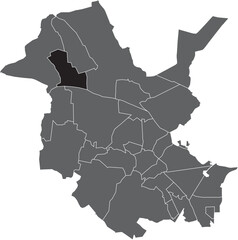 Fototapeta premium Black flat blank highlighted location map of the MARQUARDT DISTRICT inside gray administrative map of Potsdam, Germany