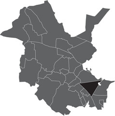 Black flat blank highlighted location map of the 
BABELSBERG SÜD DISTRICT inside gray administrative map of Potsdam, Germany