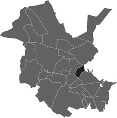 Fototapeta premium Black flat blank highlighted location map of the BERLINER VORSTADT DISTRICT inside gray administrative map of Potsdam, Germany