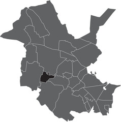 Black flat blank highlighted location map of the 
EICHE DISTRICT inside gray administrative map of Potsdam, Germany