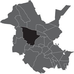 Black flat blank highlighted location map of the 
BORNIM DISTRICT inside gray administrative map of Potsdam, Germany