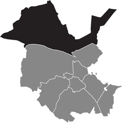 Black flat blank highlighted location map of the 
NÖRDLICHE ORTSTEILE BOROUGH inside gray administrative map of Potsdam, Germany