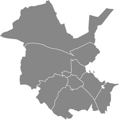 Fototapeta premium Gray flat blank vector administrative map of POTSDAM, GERMANY with black border lines of its boroughs