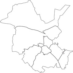 White flat blank vector administrative map of POTSDAM, GERMANY with black border lines of its boroughs