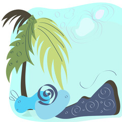 Fototapeta na wymiar Children summer illustration of a tropical island