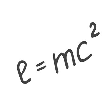 The famous formula of E=mc2 challigraphy. Formula expressing the equivalence of mass and energy.