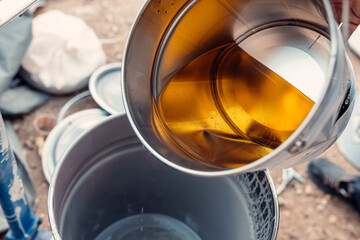 Mixture of yellow color with epoxy resin for industrial floors