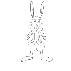 adorable  hare rabbit funny character vector coloring page