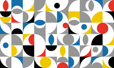 Geometric minimalist artwork poster with circle dot and curve.Color blocking art. Minimal bauhaus colorful background, for banner  business presentation branding package fabric print wallpaper