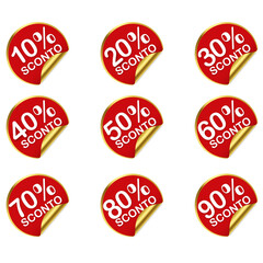 Etichetta buono sconto dal 10 al 90%
