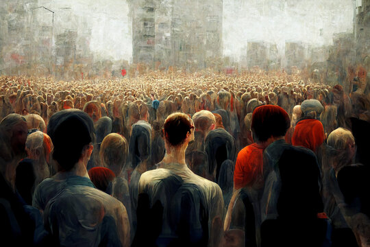 faceless crowd on the street