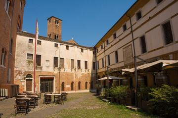 Fototapeta na wymiar A medieval square in the historic centre of Treviso, Veneto, Italy 