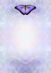 Ethereal butterfleyes concept  background - butterfly top centre with human eyes staring out and  beautiful pale lilac pattern template for spiritual certificate award  diploma announcement or advert  © Nikki Zalewski