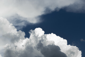 Obraz premium Dark blue sky and white cloud weather change rain clouds background nature