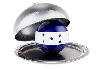 Restaurant cloche with Honduranian flag. 3D rendering