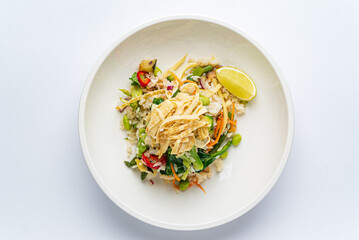 fried rice with meat and vegetables