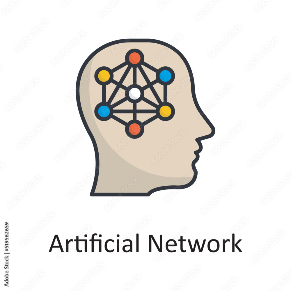 Poster artificial network vector filled outline icon design illustration. miscellaneous symbol on white bac