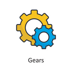 Gears vector filled outline Icon Design illustration. Miscellaneous Symbol on White background EPS 10 File