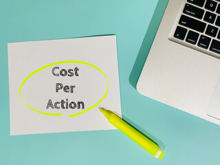 cost per action text on blue background