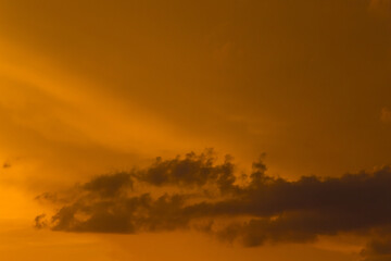 Sunset sky orange yellow color clouds background nature in the evening