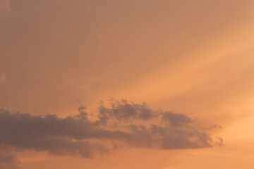 Sunset sky orange yellow color clouds background nature in the evening