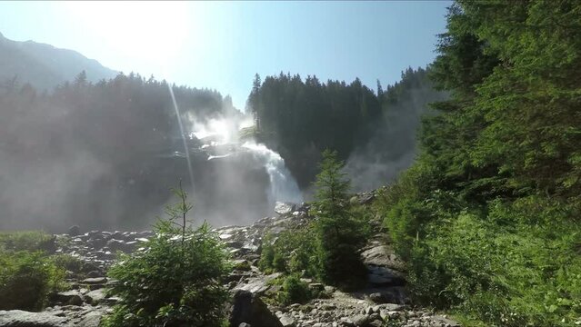 Krimmler Waterfalls in Salzburger Land, Austria on a sunny summer day