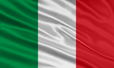 Italy flag design. Waving Italy flag made of satin or silk fabric. Vector Illustration.