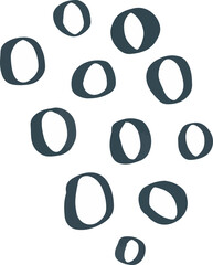 Vector illustration of a group of abstract jagged shaped blue circles hand drawn in doodle style. Isolated on white background. Design element.