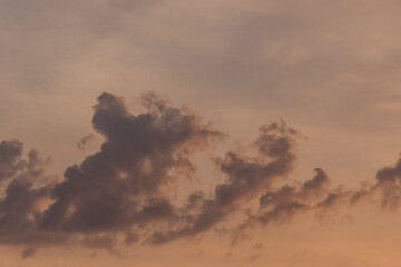 Sunset sky orange yellow color clouds background nature in the evening